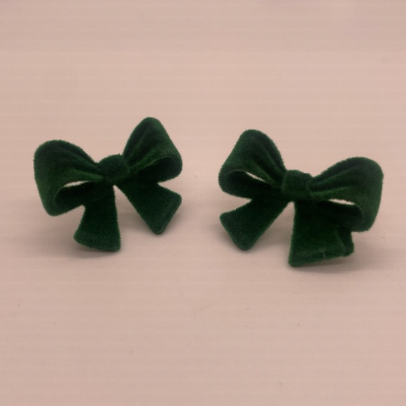 ❤️ FREE Bow Velvet Tie Chic Girly Artsy Glam Trendy Modern Minimalist Earrings - Picture 5 of 6